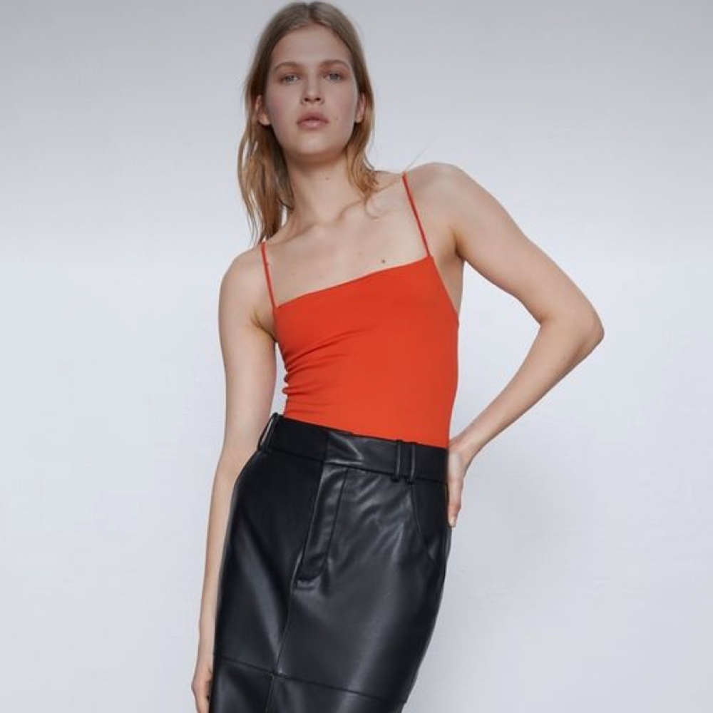 Zara Strappy stretch Bodysuit Red/Orange